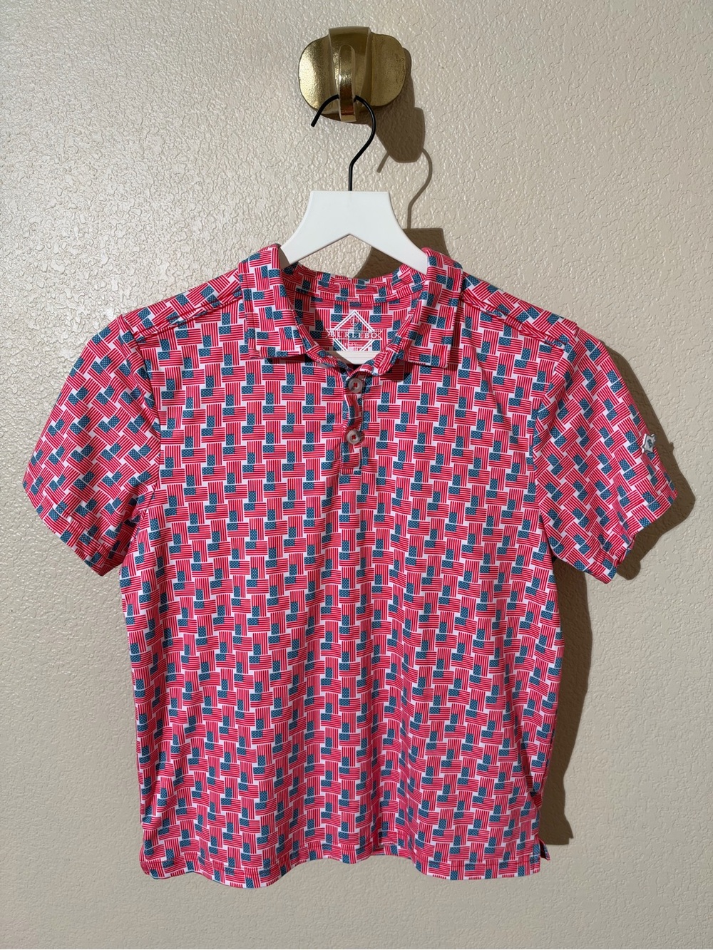 BURLEBO Pink and Blue Geometric Kids Polo